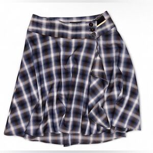 NEVER BEEN WORN, vintage Lane Bryant blue plaid midi skirt with button detail.